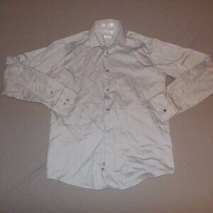 Calvin Klein Shirt Womens Gray 16 Sateen Button Up Blouse Casual Preppy Outdoors